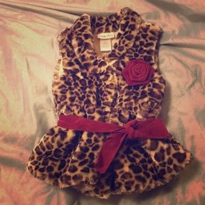 Little Lass Cheetah print fur vest